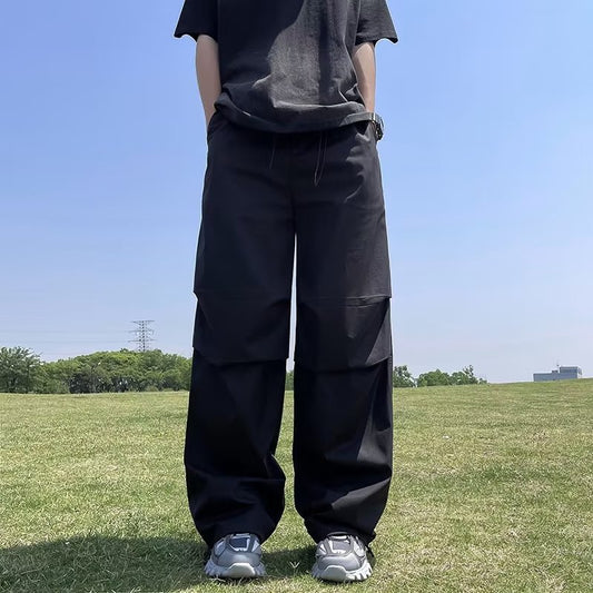 Drawstring Pleated Loose Casual Pants Straight Drooping Parachute Pants