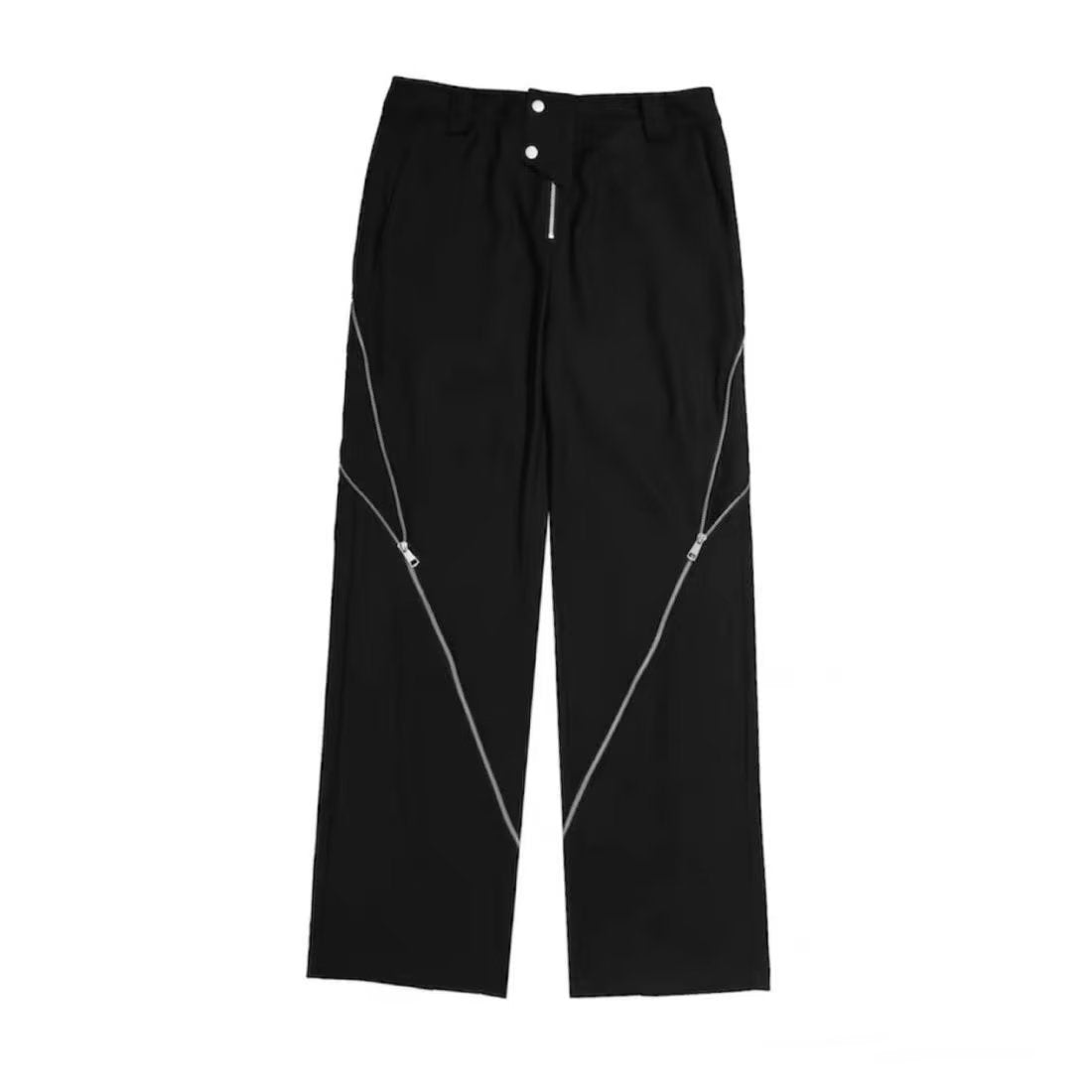 Zipper Drape Straight Casual Pants