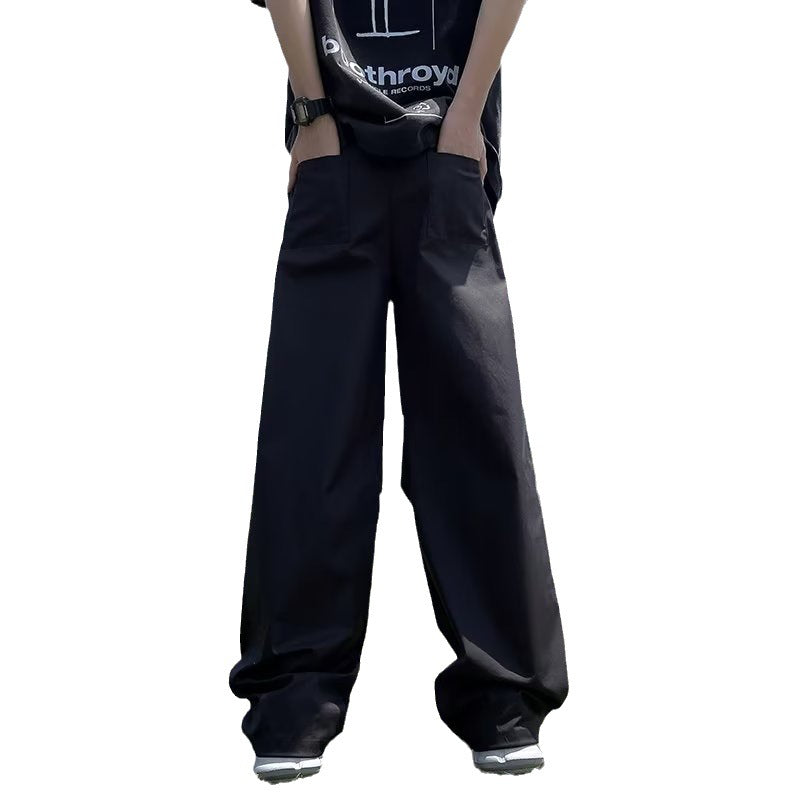 Drawstring Pleated Loose Casual Pants Straight Drooping Parachute Pants