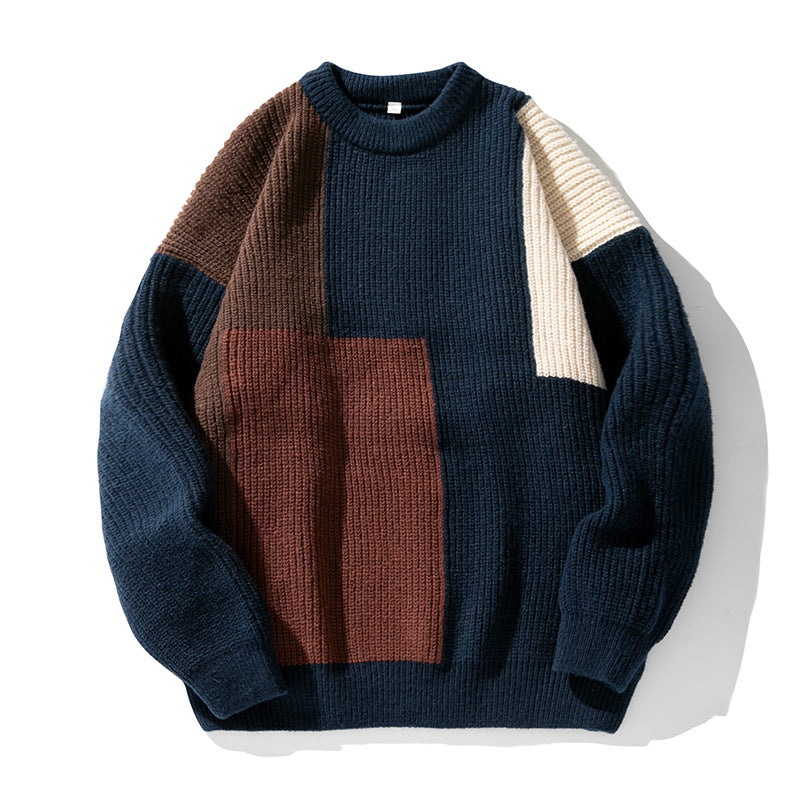 Block Stitching Knitwear Sweater