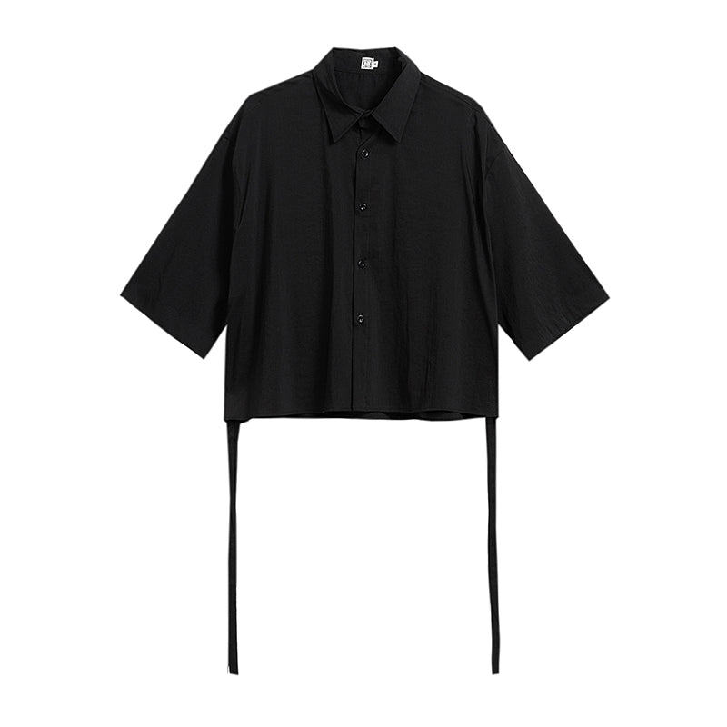 Square Neck Loose Shirt With Short Sleeves