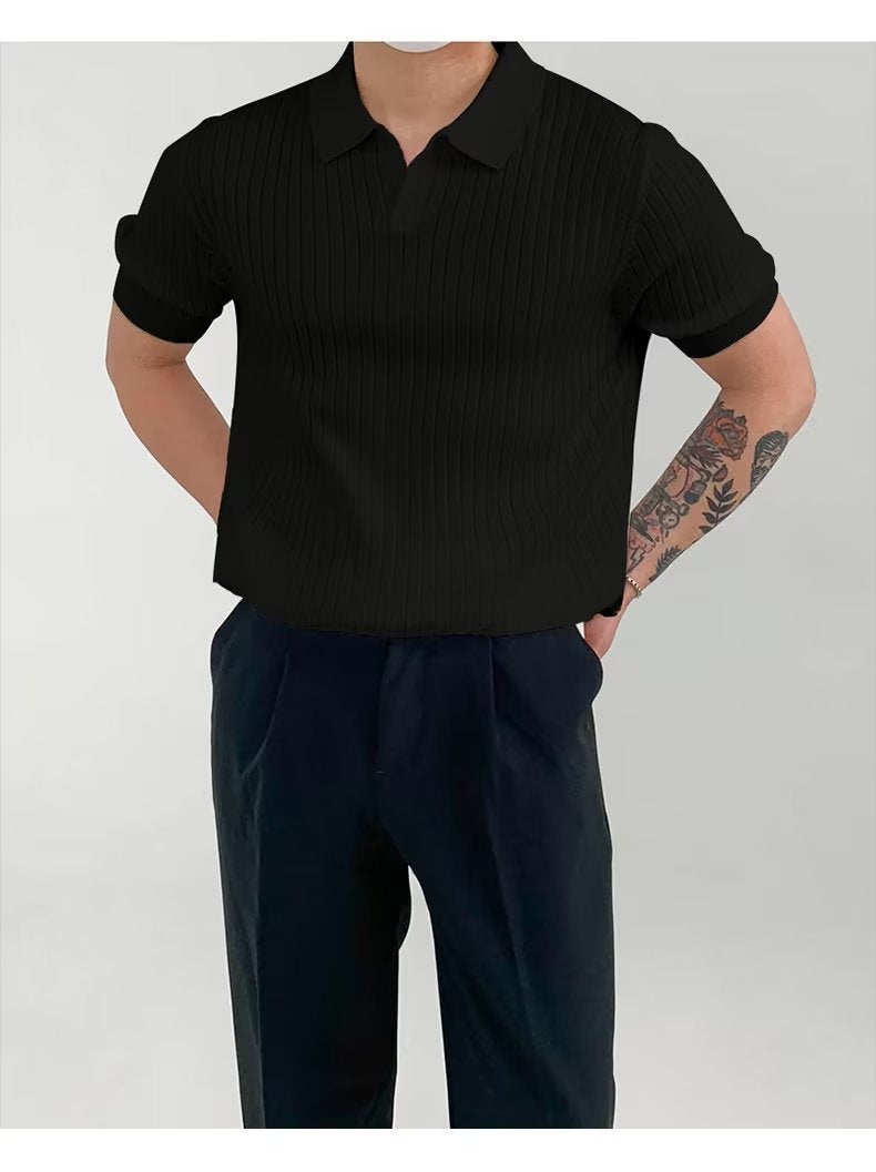 Solid Color Half Sleeve Polo Shirt