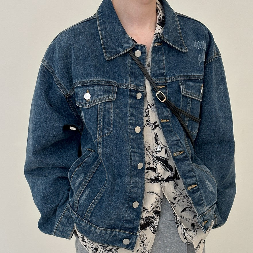 Washed Blue Denim Jacket Short Section