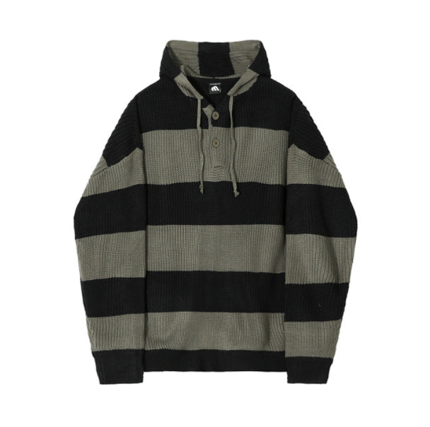 Korean Style Striped Idle Style Retro Hooded Sweater