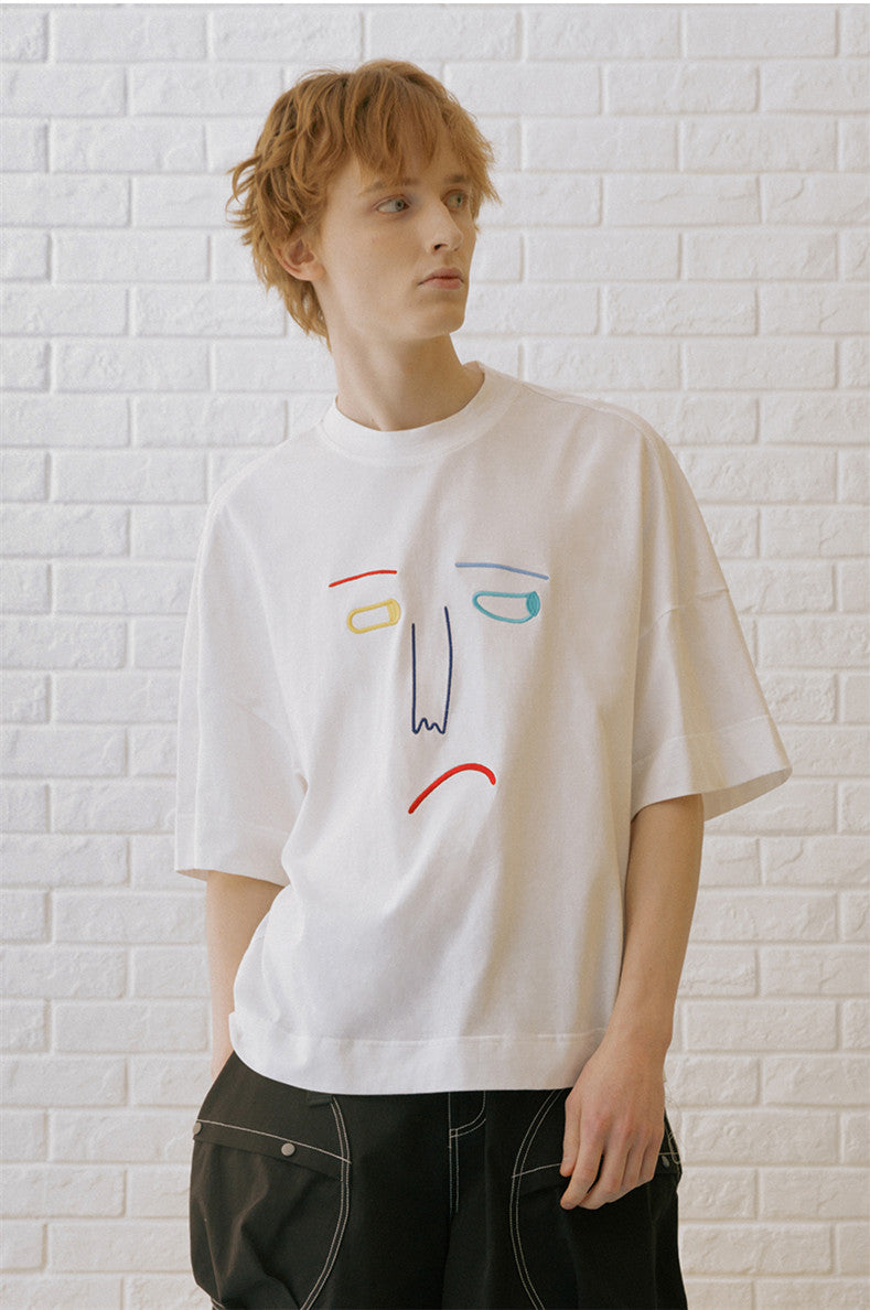 Limited-Duo Casual Embroidery Anime Round Neck