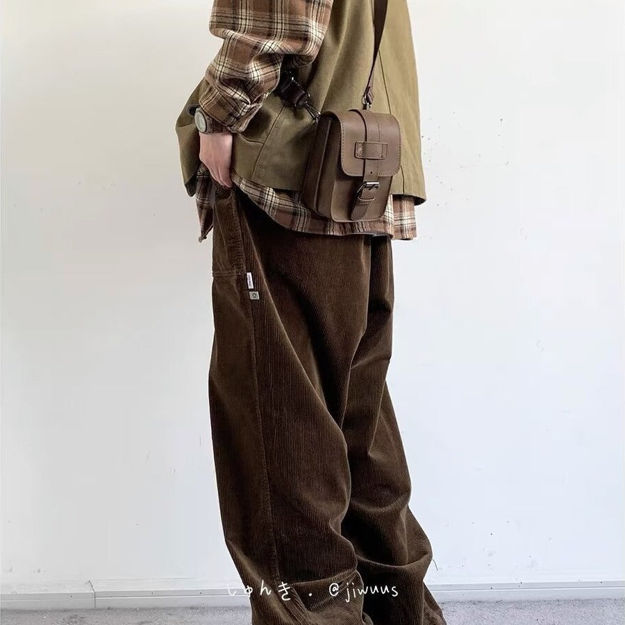 Retro Corduroy Casual Loose Couple Workwear Pants