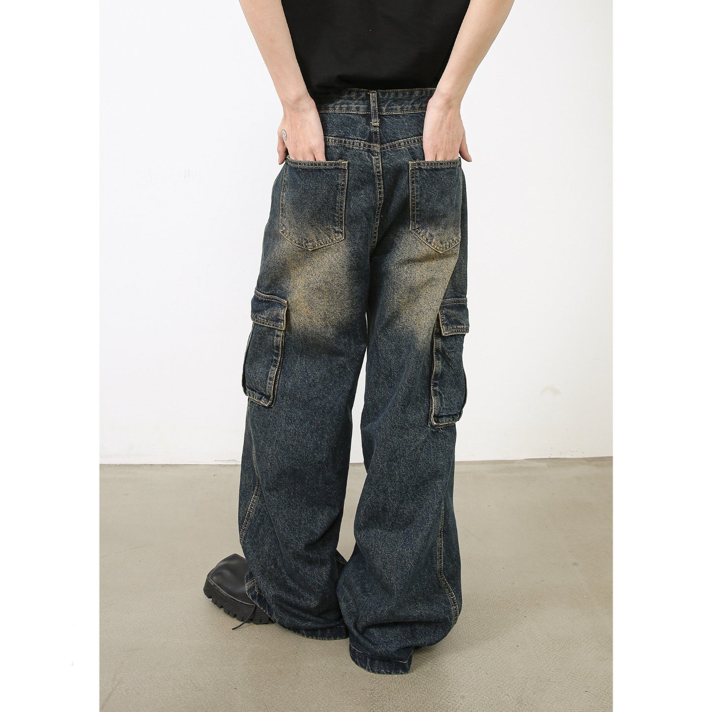 American Washed Multi-pocket Workwear Jeans