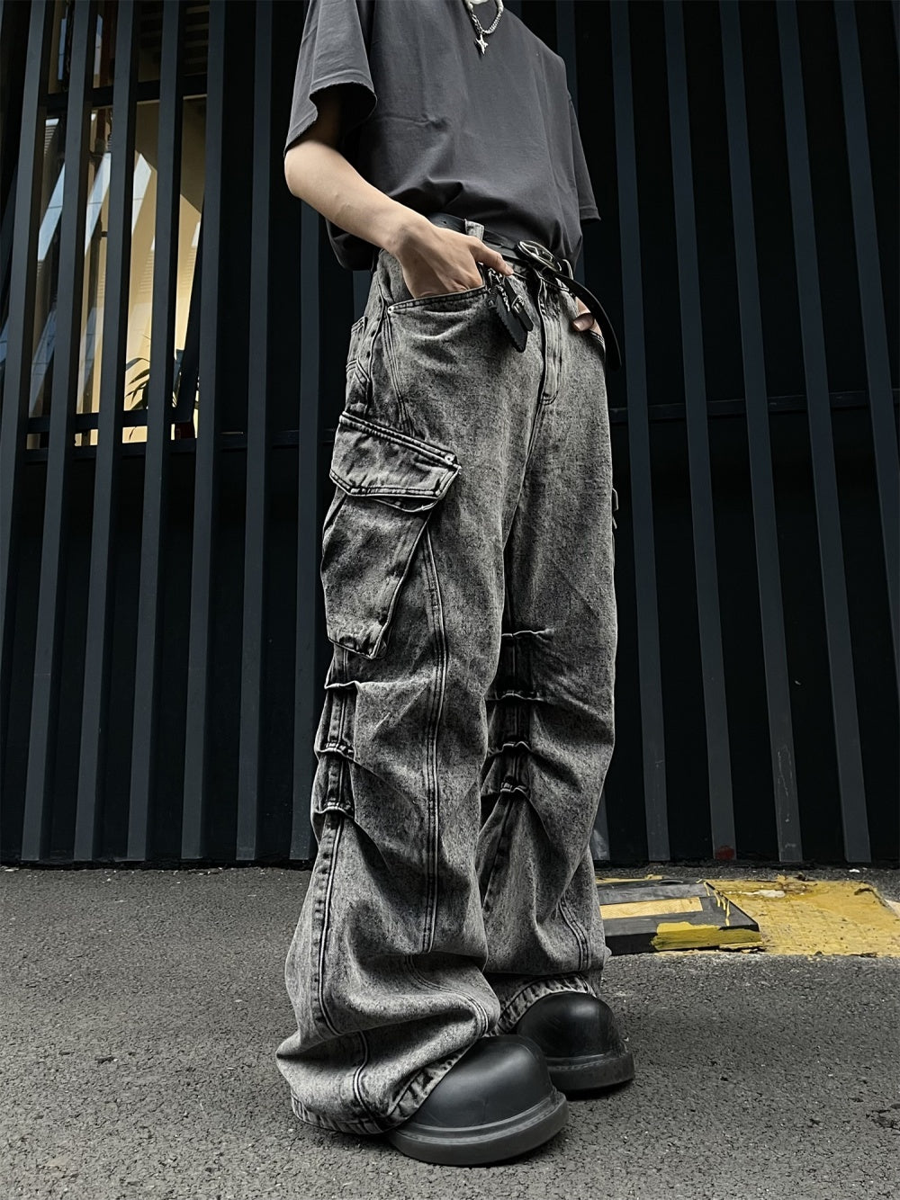 Denim Loose-fitting Wide-leg Trousers