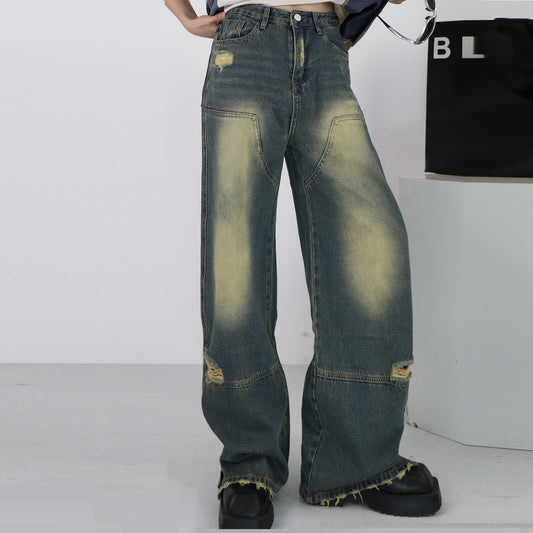 Loose Casual Retro Worn Jeans