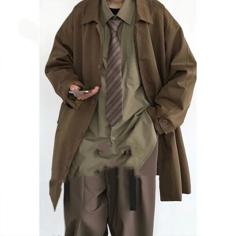 Japanese Retro Mid Length Trench Coat