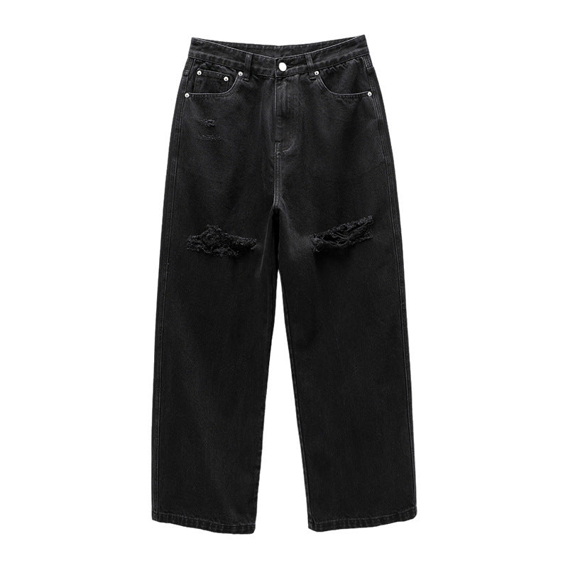 Black Loose Straight Jeans