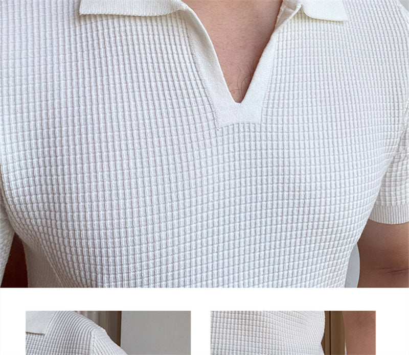 Versatile V-neck Lapel Short-sleeved Without Buttons