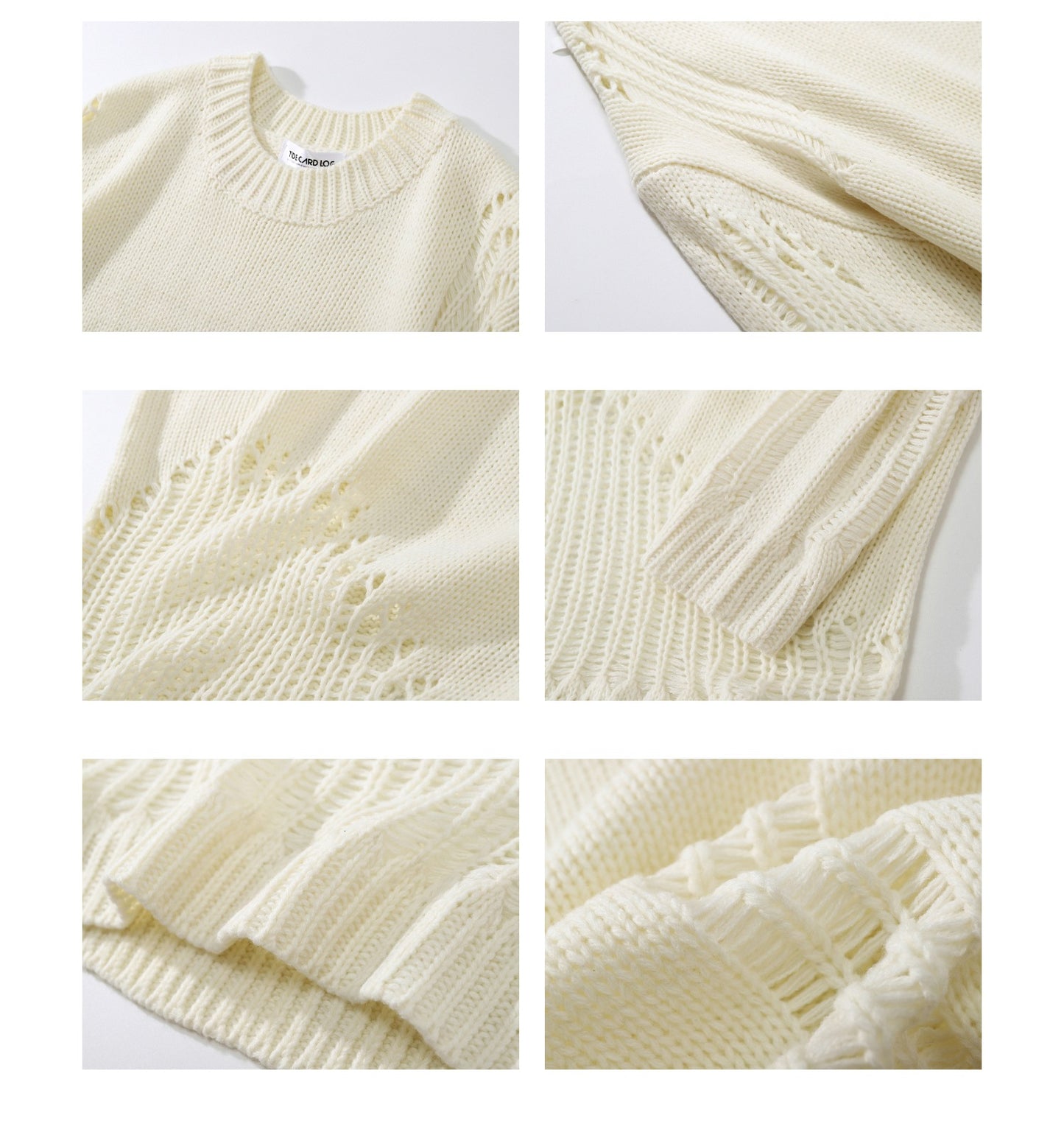 Solid Color Ripped Knitwear (Unisex)