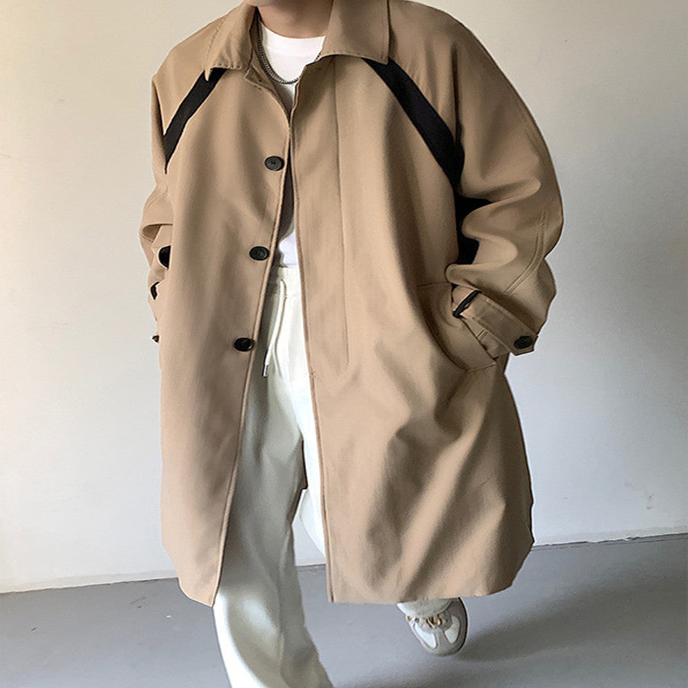 Mid-Length Trench Coat Simple Casual Lapel Loose Jacket