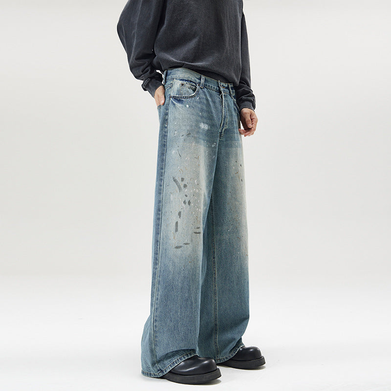 Splash-ink Washed Loose Denim