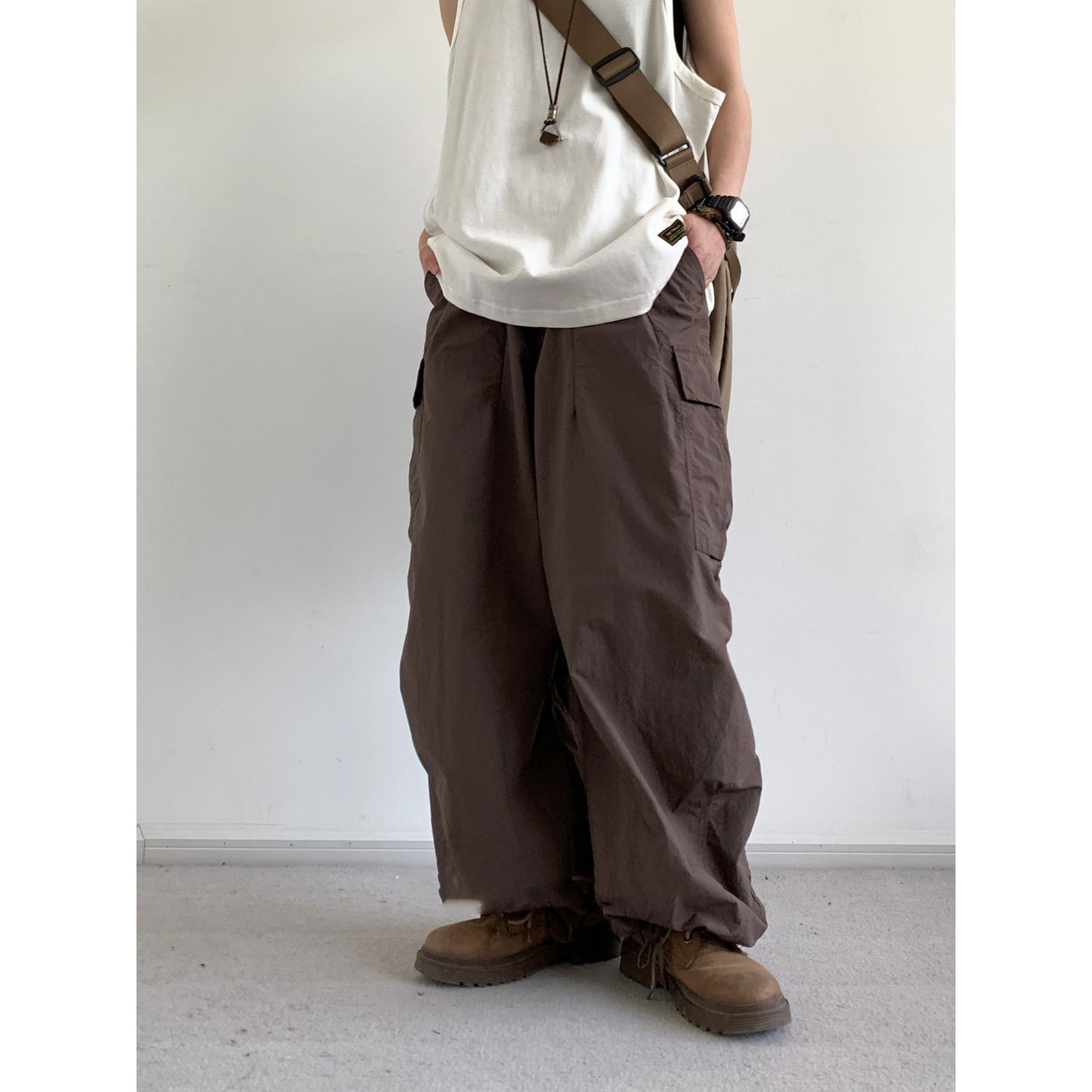 Retro Straight Wide-leg Cargo Pants