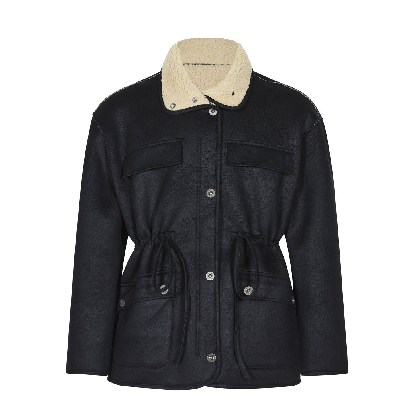 Lamb Wool Lapel Motorcycle Padded Coat (Unisex)