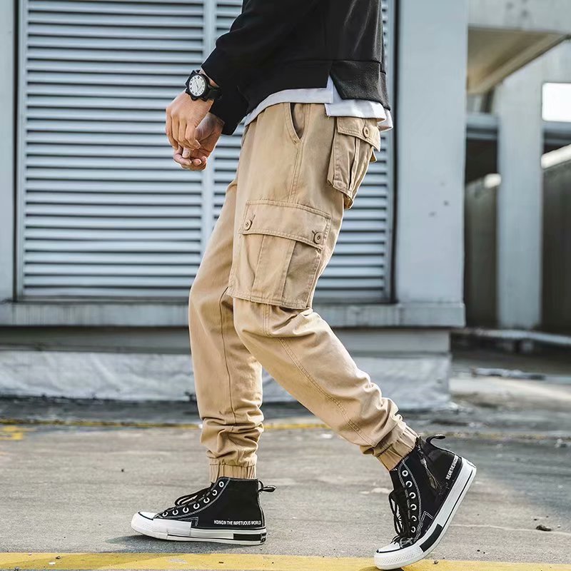 Retro Casual Multi-pocket Ankle Banded Cargo Pants