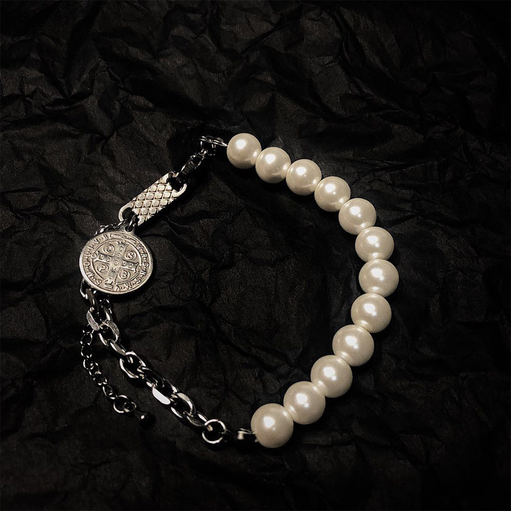 Lady Medal Pearl Adjustable Chain Bracelet(Unisex)