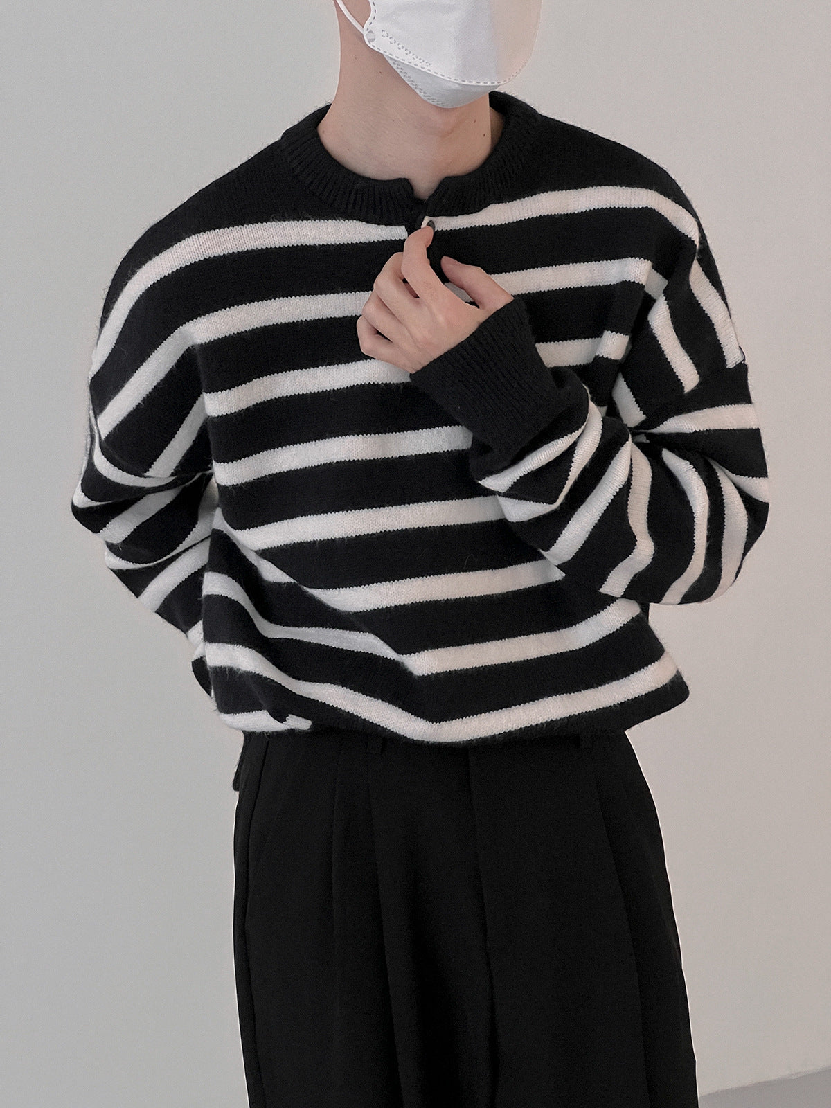 Textured Striped  Leisure Sweater