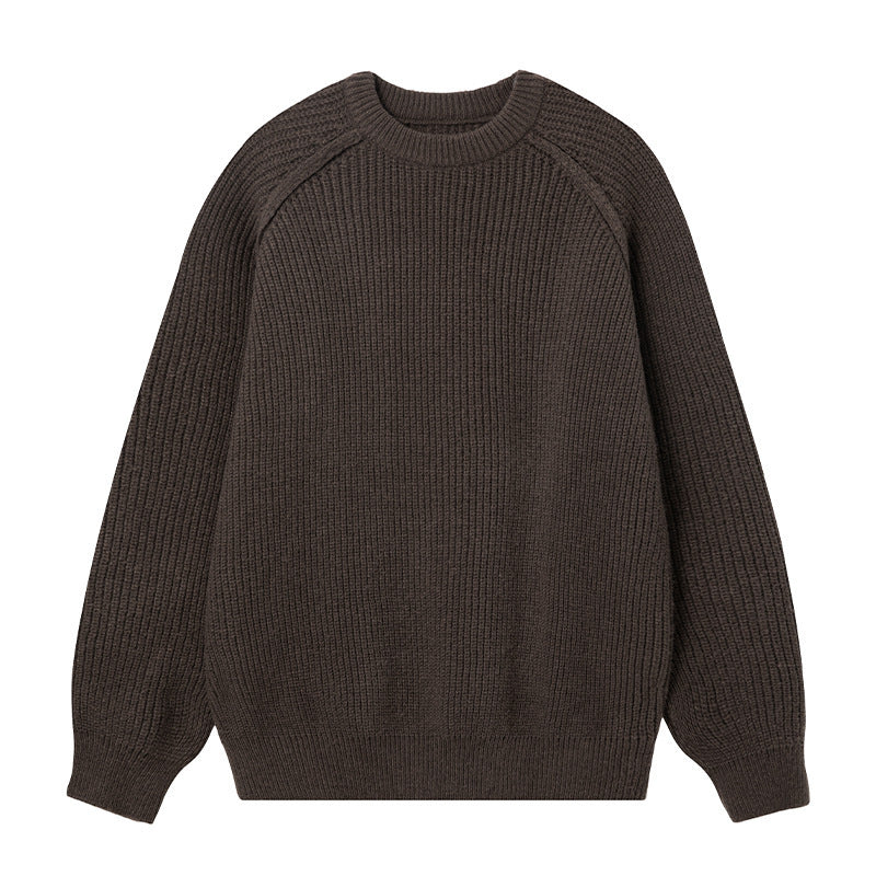 Three-dimensional Shoulder Line Round Neck Sweater