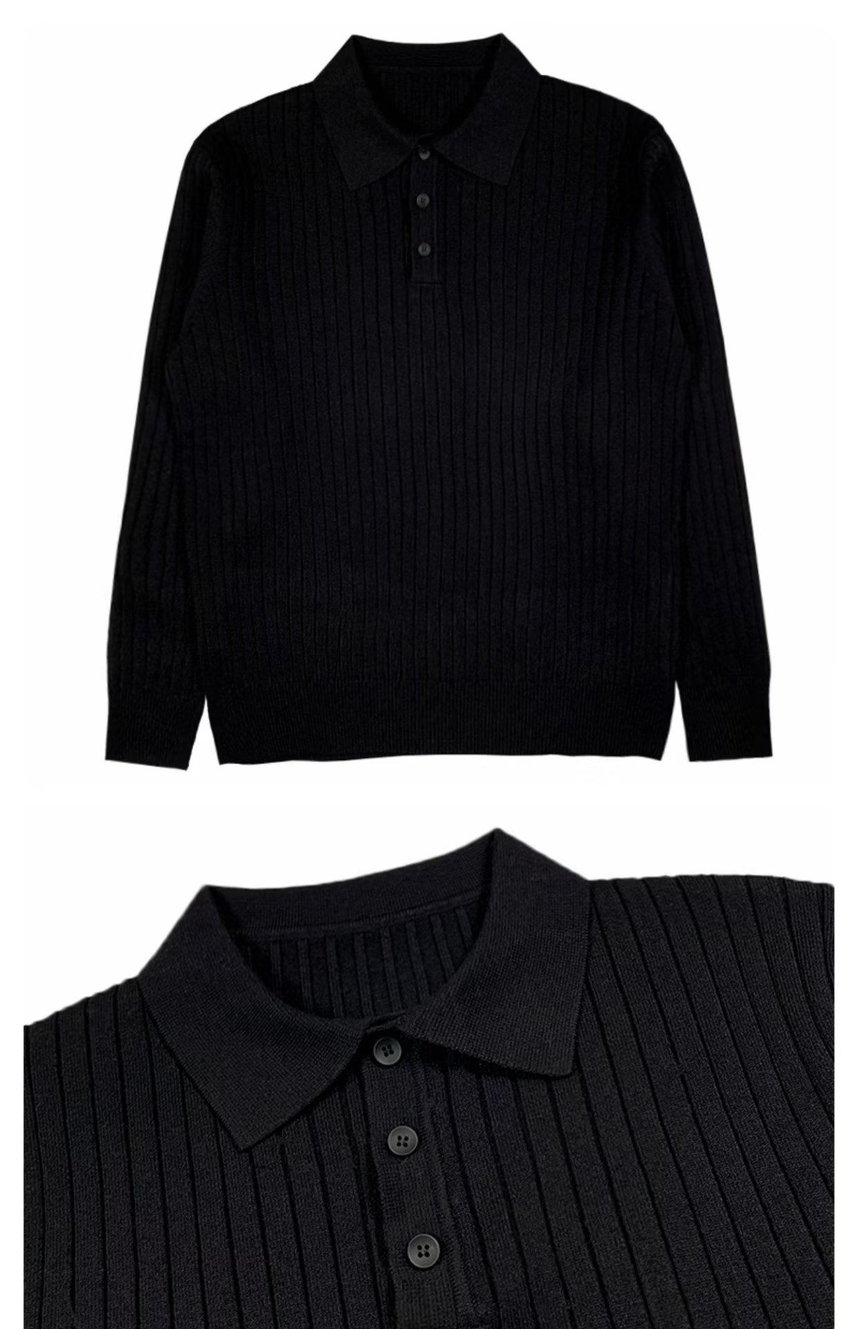 Autumn Polo Lapel Sweater Shirt Top