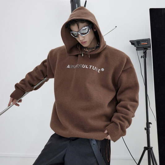 ARGUECULTURE Deconstructed Metal Zipper Knitted Hooded Sweater