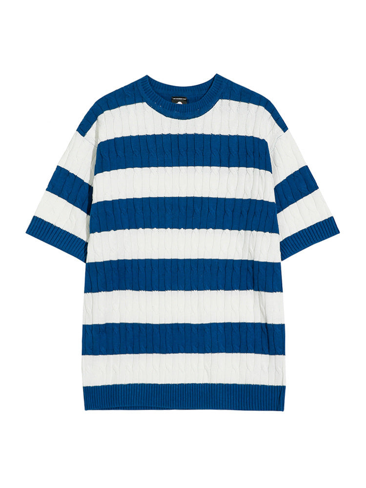 Niche Contrast Color Knitted Short Sleeve