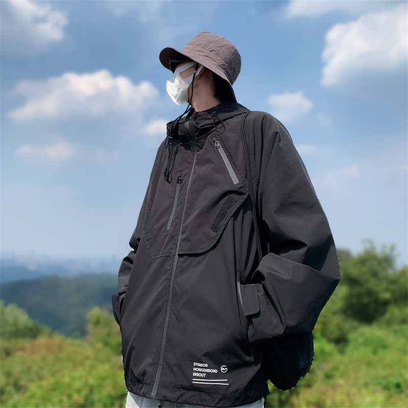 Hooded Jacket Coat Men's Sports Cargo