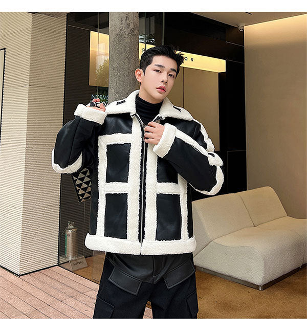 French Fur Jacket Stitching Korean Style