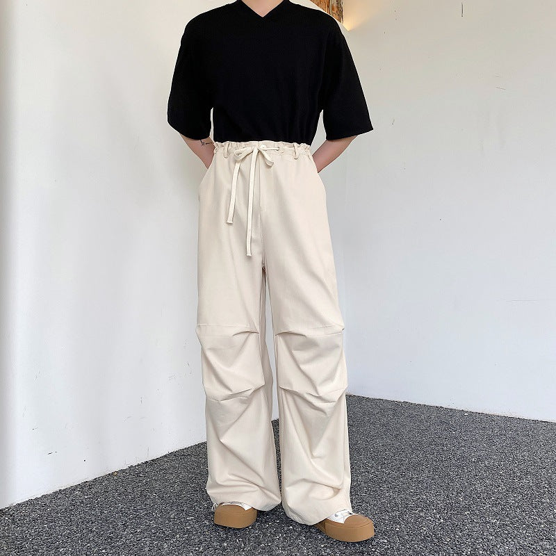 Retro Drawstring Design Linen Loose Casual Trousers