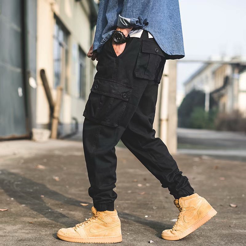 Retro Casual Multi-pocket Ankle Banded Cargo Pants