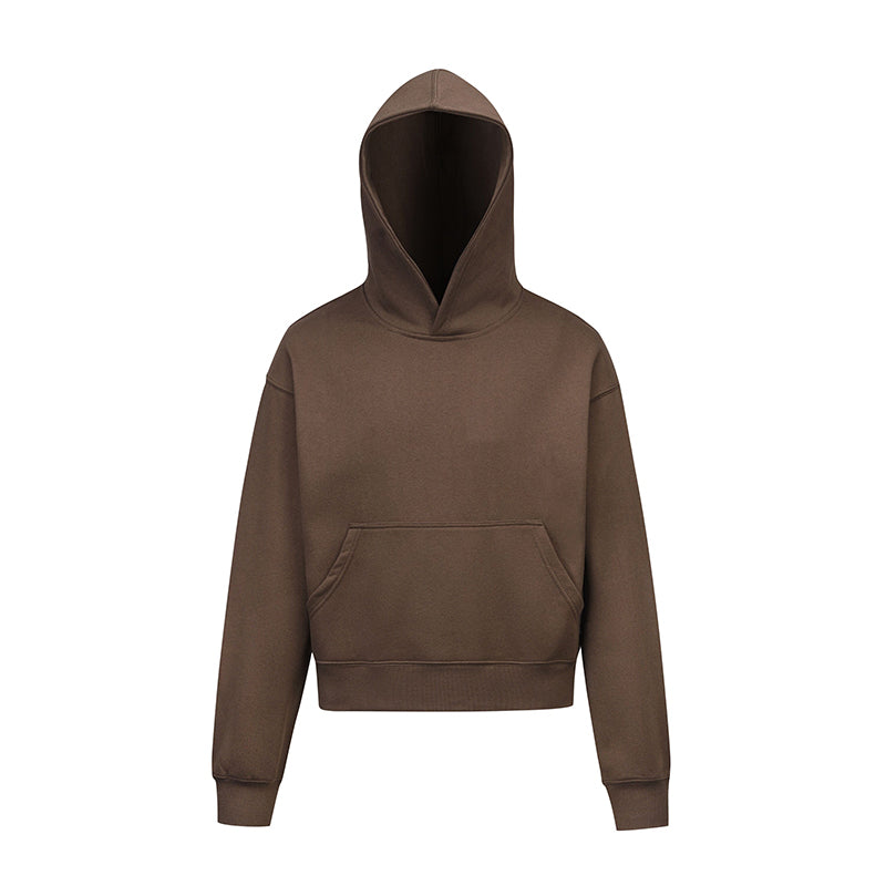 Brushed Basic Solid Color Short Hoodie