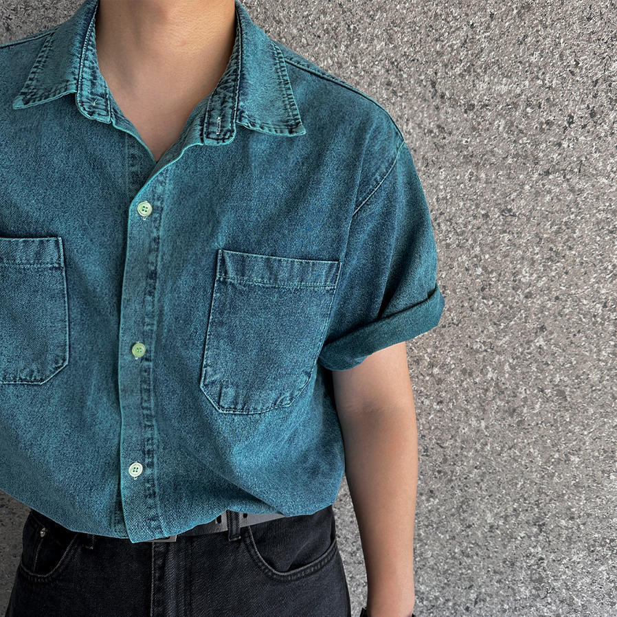 Retro Denim Short-sleeved Shirt