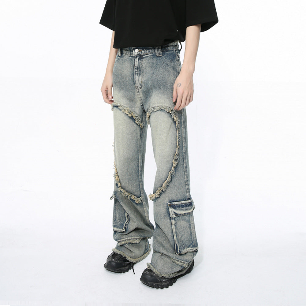 Niche Deconstructs Heavy Industry Wear Washed Casual Jeans