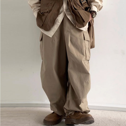 Retro Straight Wide-leg Cargo Pants