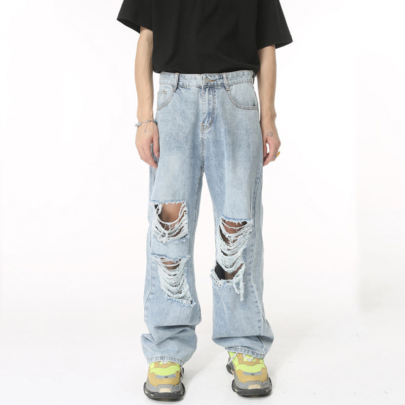 Straight Distressed Street Cool Casual Jeans