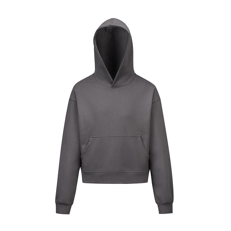 Brushed Basic Solid Color Short Hoodie