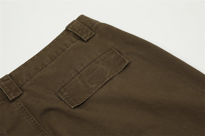 Vintage Wash Loose Straight Leg  Cargo Pants