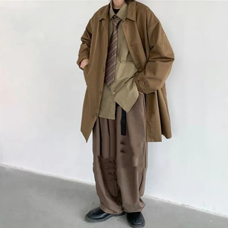 Japanese Retro Mid Length Trench Coat