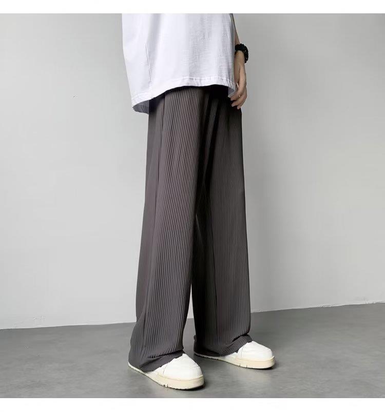 Pleated Texture Ice Silk Wide-leg Pants