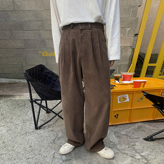 Vintage Corduroy Casual Pants For Men Korean Version