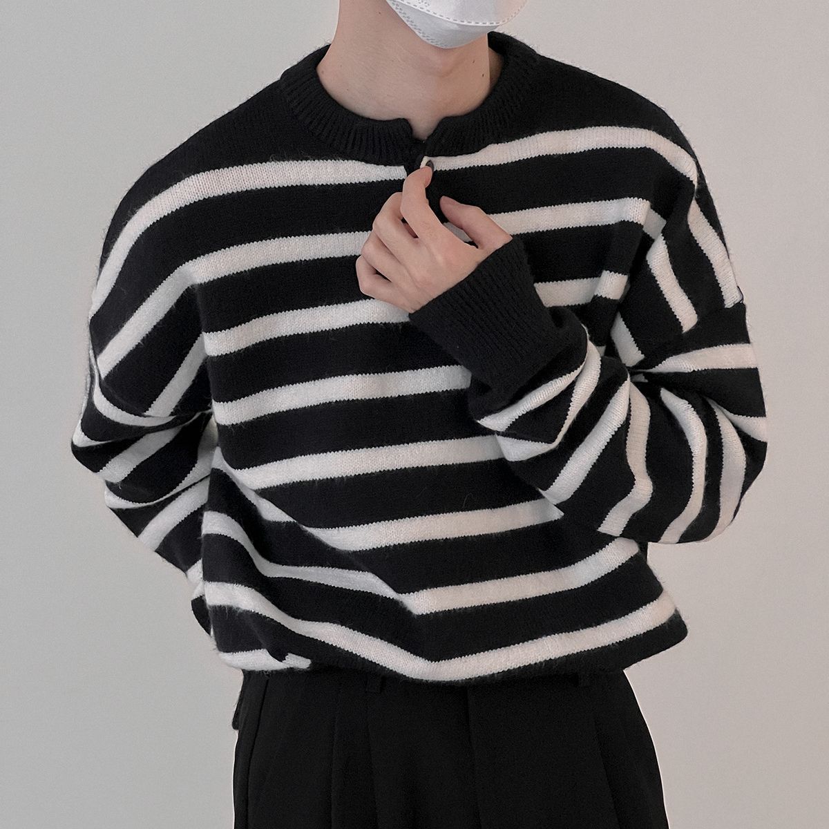 Textured Striped  Leisure Sweater