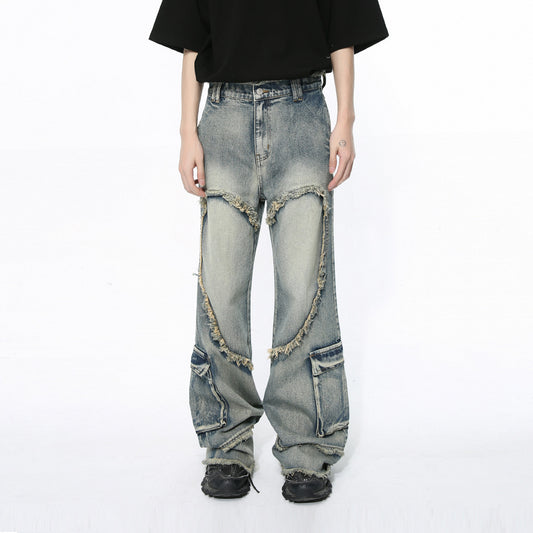 Niche Deconstructs Heavy Industry Wear Washed Casual Jeans