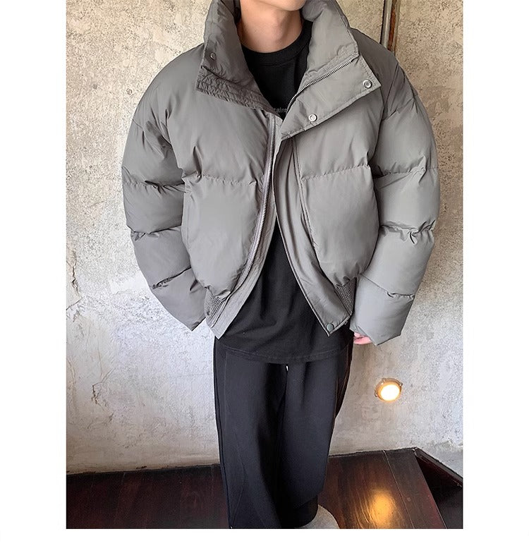 Versatile Stand Collar Zipper Cotton Coat