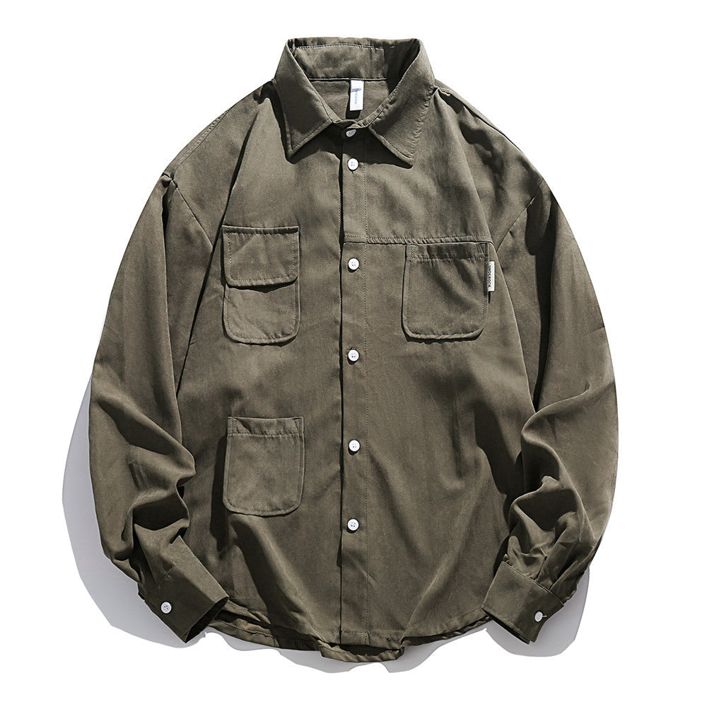 Loose Cargo Shirt Suede Multi-pocket Casual Jacket