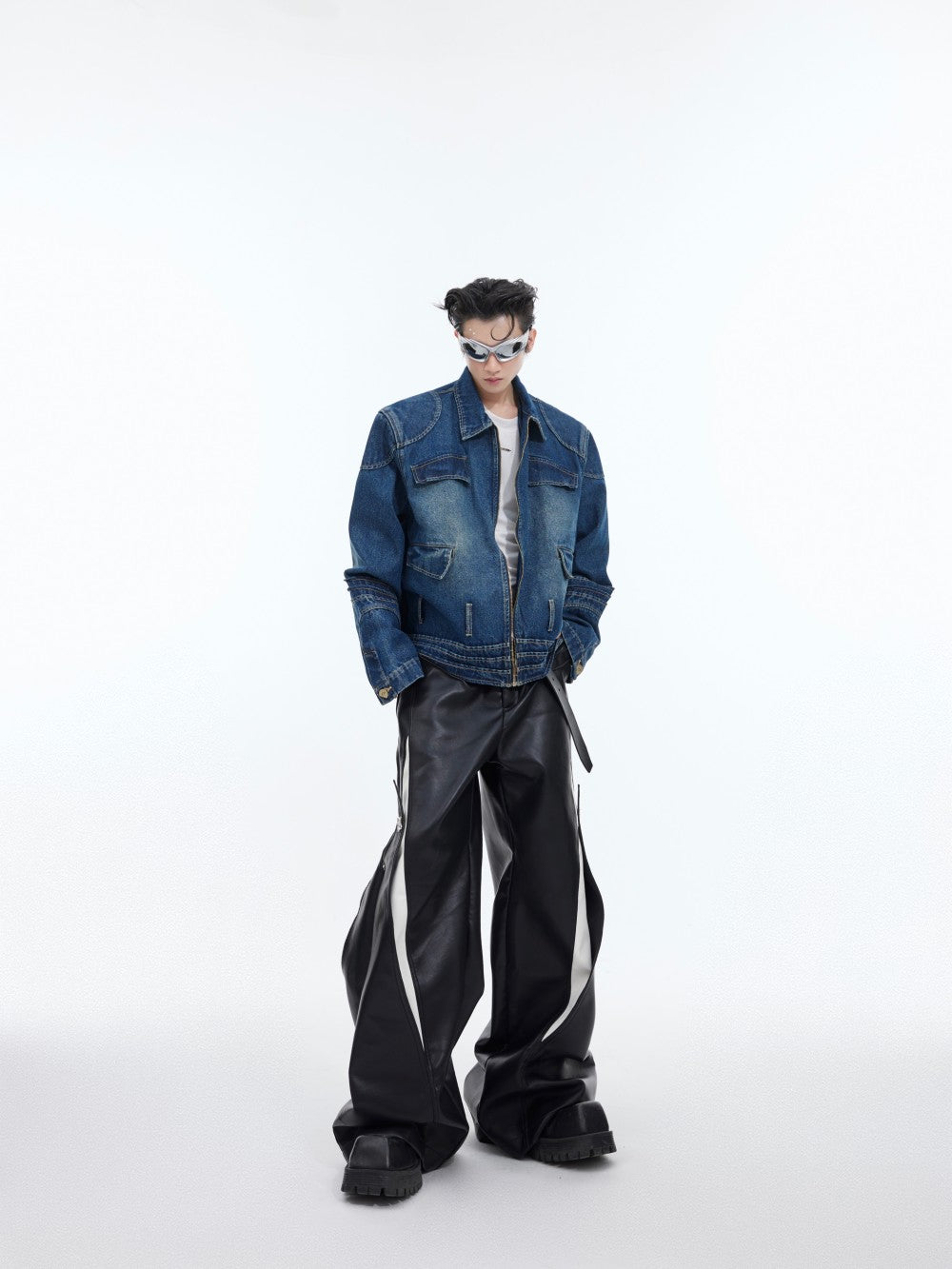 Three-dimensional Split Washing Vintage Denim Jacket