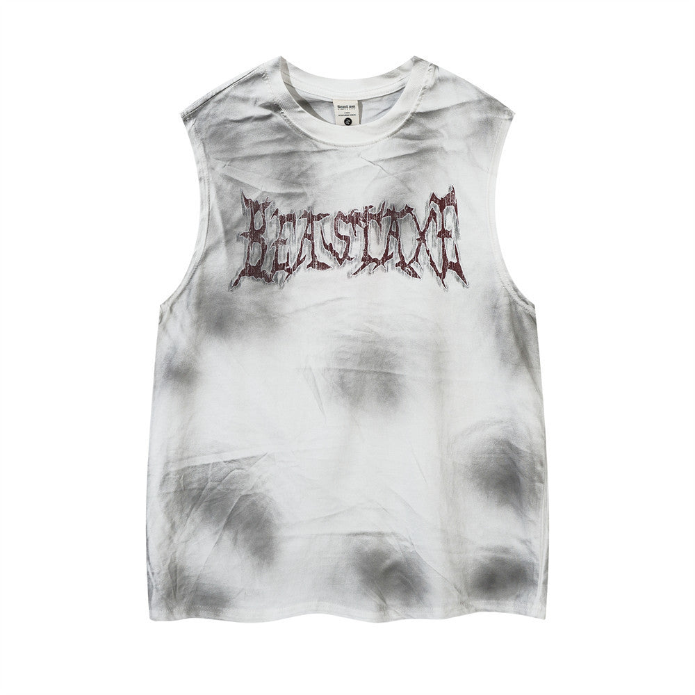 Distressed Dirty Spray Painting Vest （Unisex)