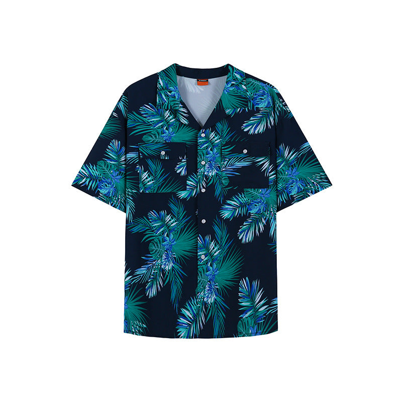 Hawaiian Style Short-sleeved Floral Shirt Korean Version Trend Ins Fashion Men