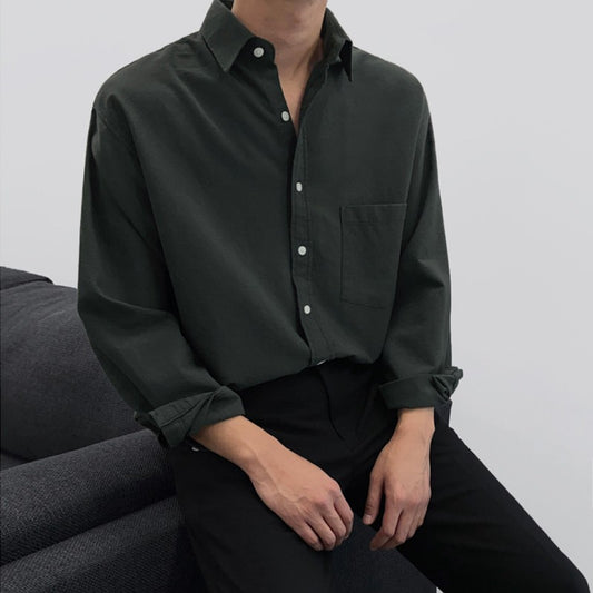 Japanese Solid Color Shirt Korean Style Trendy Handsome Shirt